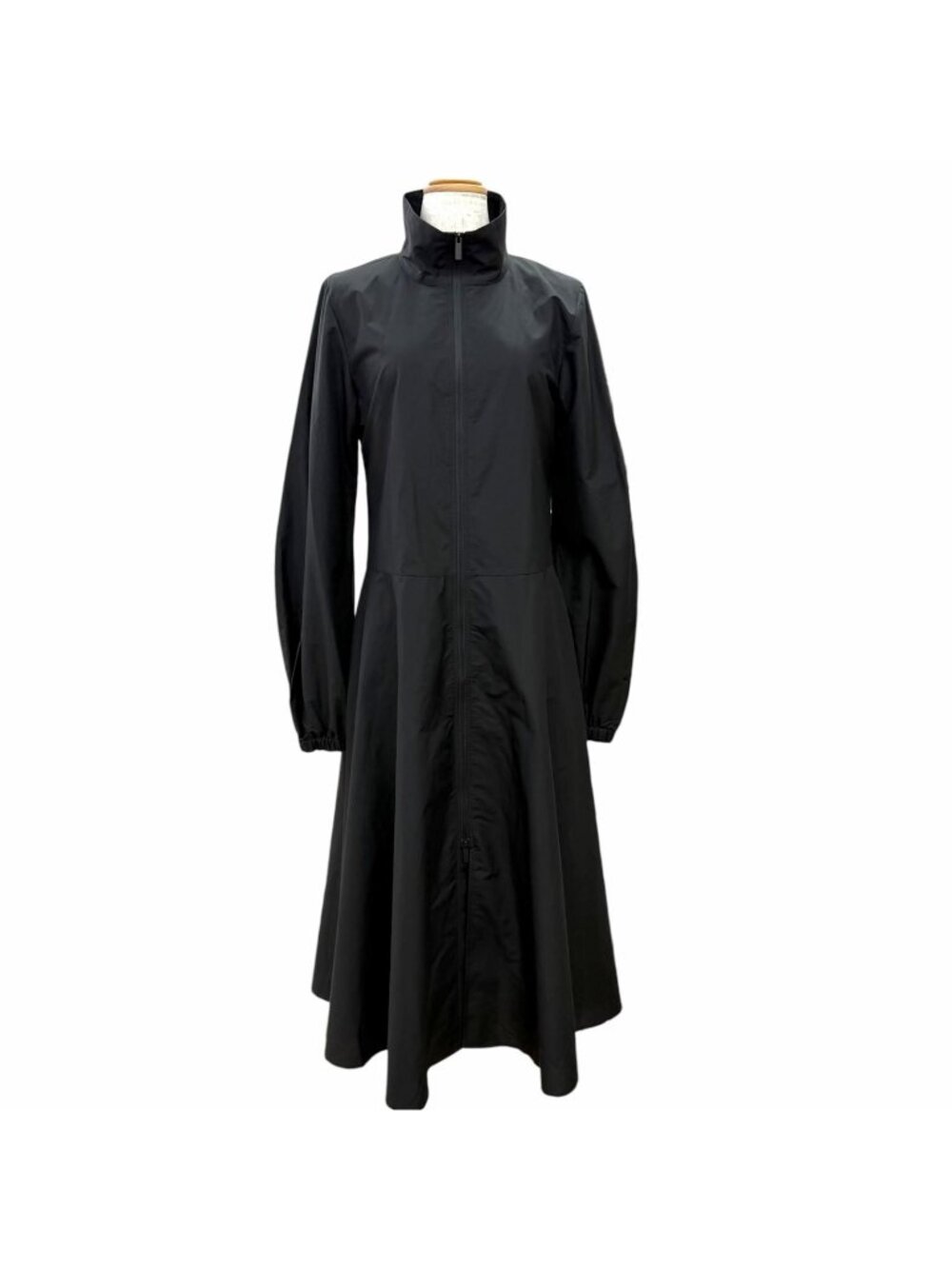 Moncler Dress Cotton Logo Patch Zip Up Long Sleeve Black IT 38